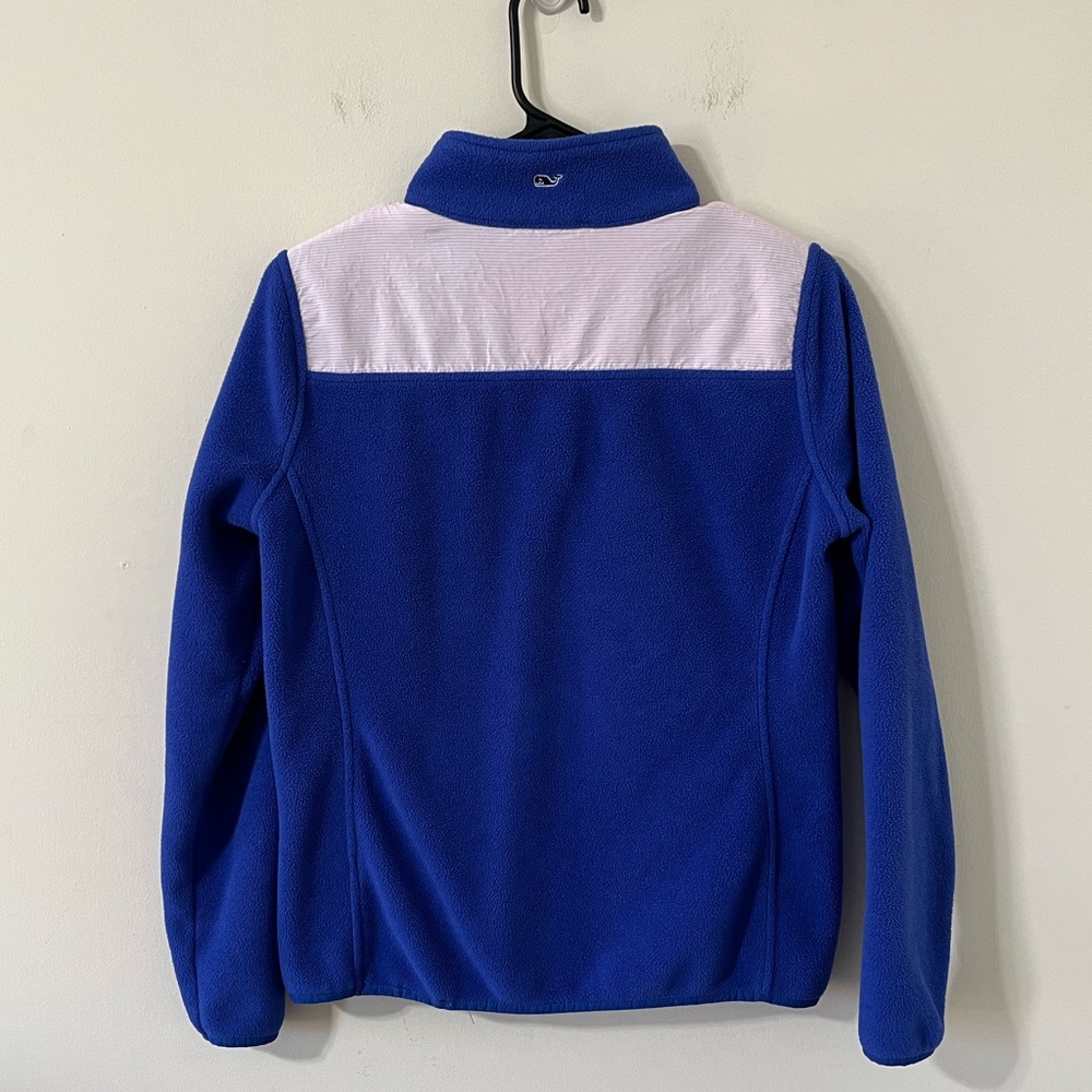 Vineyard Vines Blue Pink Stripe Detail Pullover Fleece Quarter Zip Sweatshirt XS - Picture 7 of 10